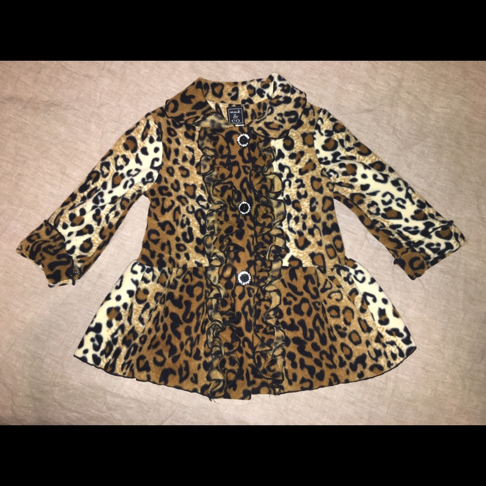 Fleece leopard coat. 24 months.